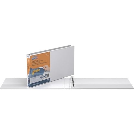 Stride Writing QUICKFIT LANDSCAPE SPREADSHEET ROUND RING VIEW BINDER, 3 RINGS, 1in CAPACITY, 14 X 8.5, WHITE STW95010L